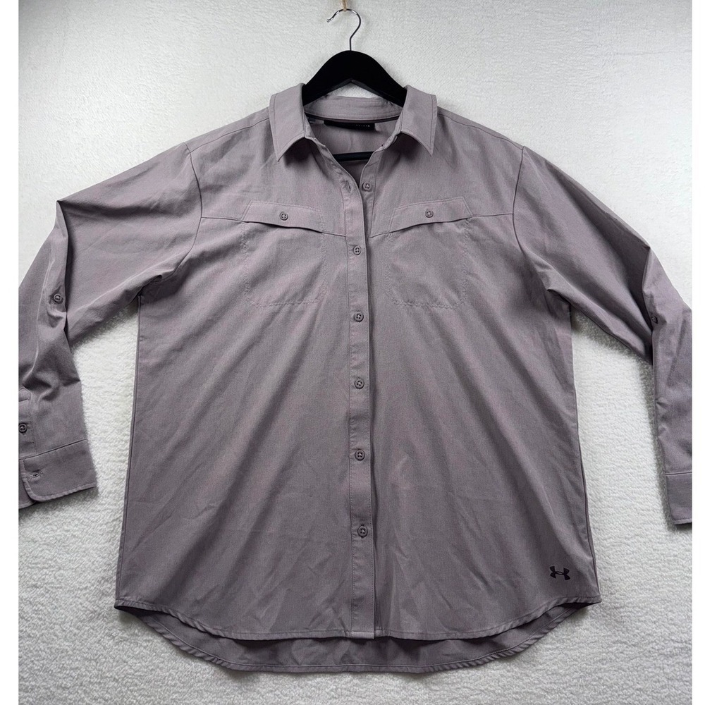 Under Armour Women’s Long Sleeve Button-Down Shirt in Light Gray